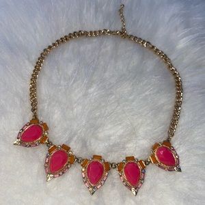 Chunky Hot Pink and Gold Necklace